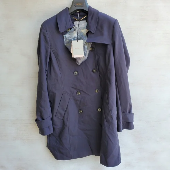 NWT Marella Cimone Navy Trench Coat - Picture 2 of 5